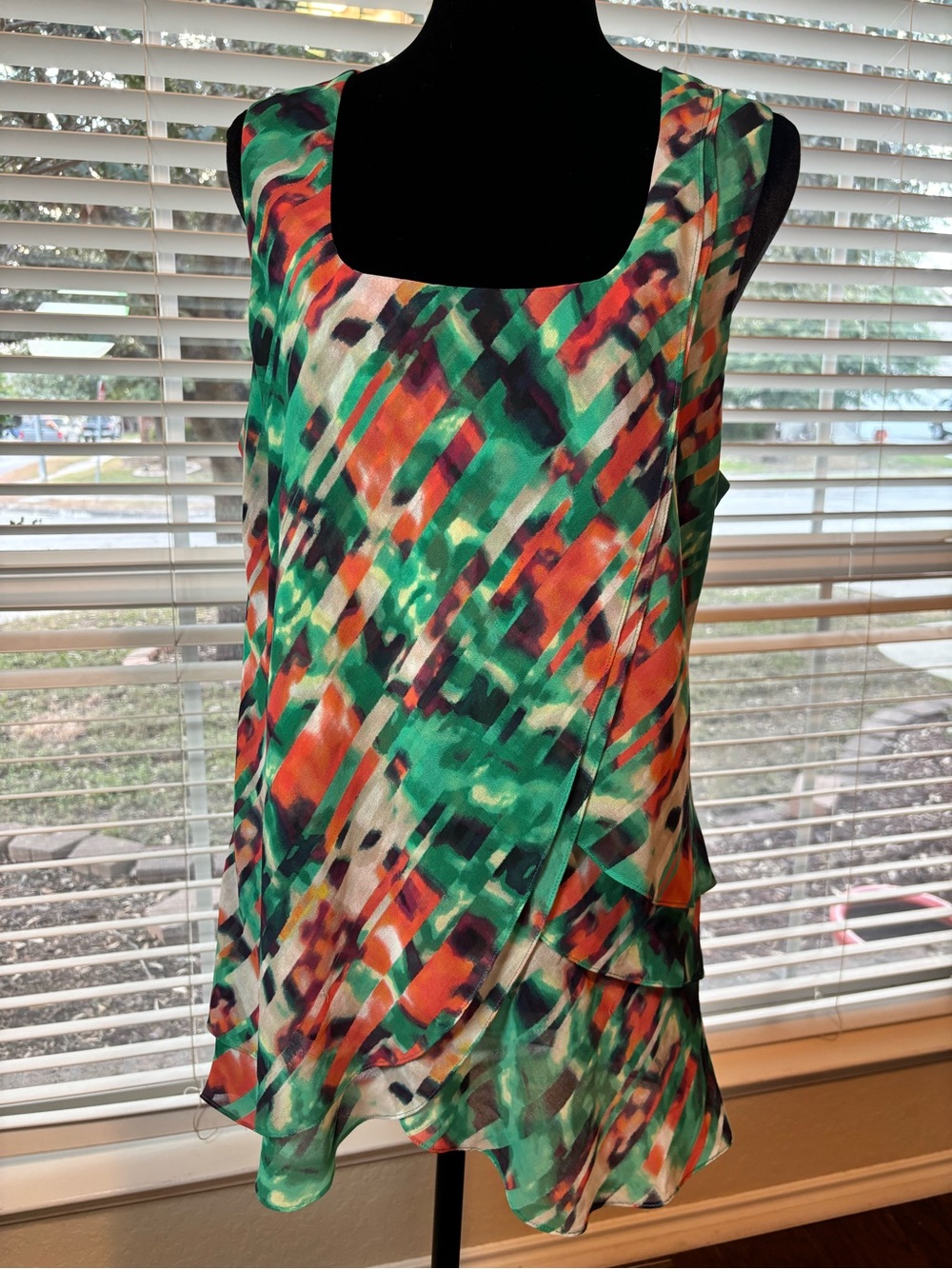 Calvin Klein Green & Orange Printed Layered Camisole